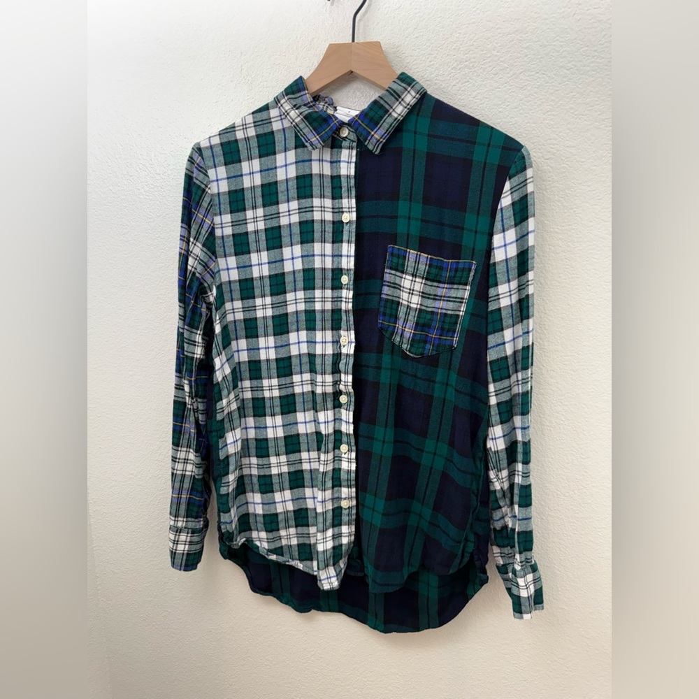 Gap Mixed Plaid Flannel Button Down Small